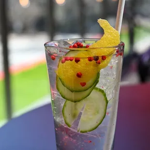 a cucumber and lemon drink