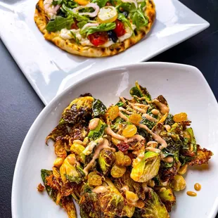 Brussels sprouts, pita pizza @ninjagrubs