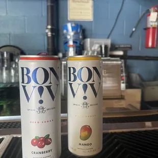 two cans of bon bon wine