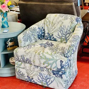 Custom Made Stanley Chair Swivel Glider Barrel Chair