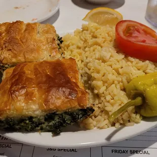 Spinach pie dinner