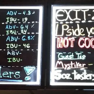 The current draft beer menu.