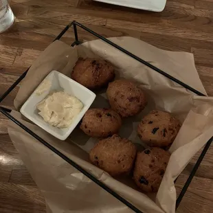 Poblano Hush Puppies w/Cinnamon Honey Butter