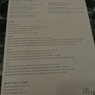 Drink menu