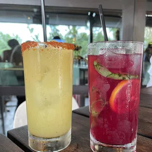 Spicy Pineapple Margarita, Blueberry Basil Lemonade