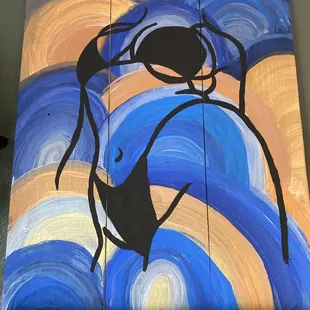 Silhouette art with custom design template (Light blue and orange took a few coats of paint)