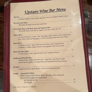 Food menu