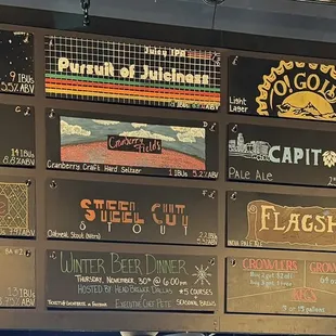 the menus on the wall