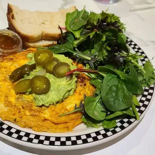 an omelet and a salad