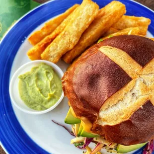 Veggie Burger and Yuca Fries