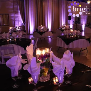 Beautiful purple uplighting at the Uptown Ballroom. Uplighting by Brighten Up Event Lighting www.brightenuplighting.com