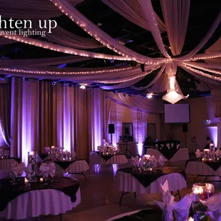 Beautiful purple uplighting at the Uptown Ballroom. Uplighting by Brighten Up Event Lighting www.brightenuplighting.com
