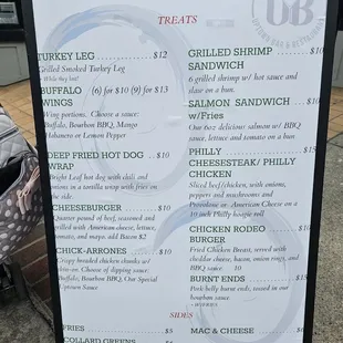 Full menu for that day.