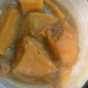 Hard undercook yams they were hard crunchy and cold