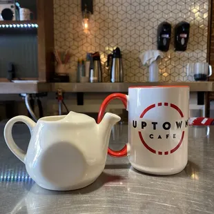 Coffee with a generous side of creamer. Love that!