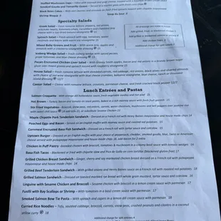 Lunch menu