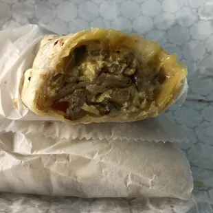 Breakfast burrito with sausage.  Excellent!