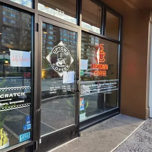 the entrance to the restaurant