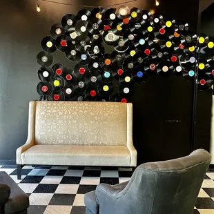 vinyl records on the wall