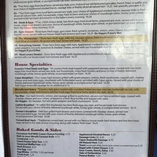 a menu for the restaurant