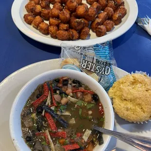 Chicken Potato soup and Sweet Potato Tots