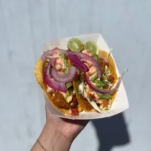 a hand holding a plate of food