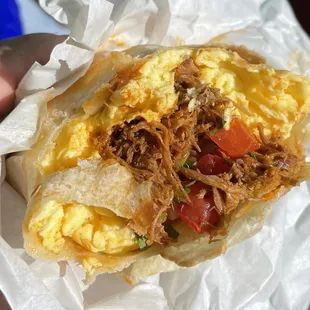 Red chili pork breakfast burrito! So full of flavor!