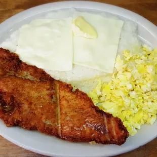 One of our best sellers: Fish n Grits! Whiting fish, cheesy grits, and scrambled eggs with cheese. So yummy