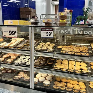 a display case full of donuts