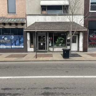 a storefront on a street corner