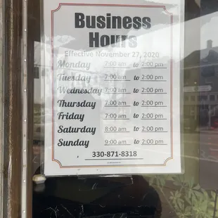 Businesses hours