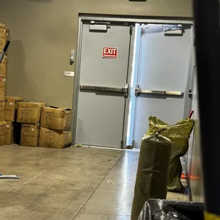 Emergency door propped open