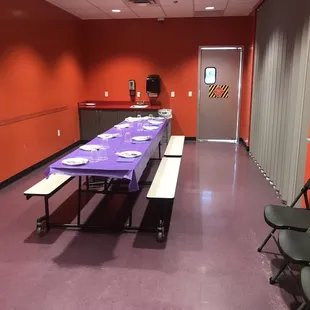 One-of-Three Party Rooms.  Note the divider on the right.  All three rooms are the same size, and all three can be combined.