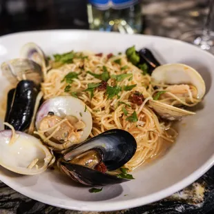 Mussels &amp; Clams w/ House Made Angel Hair Pasta