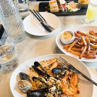 Paella, Truffle Fries, Bikini sandwich