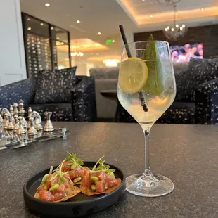 The Tuna Tacos and the Bianco Spritz