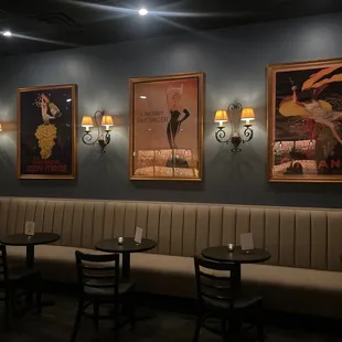 Seating across from the bar