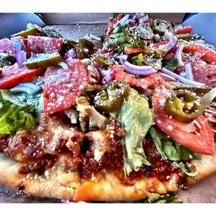 12&quot; Taco Pizza @ UPTOWN PIZZA &amp; BBQ. Pickup Delivery Dine In! Pizza Beef Ribs Burgers Sandwiches Salads Tacos etc.Cool!