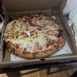 Sad $25 cheese pizza and it can't be delivered right