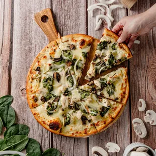 Spinach Chicken Ranch Pizza