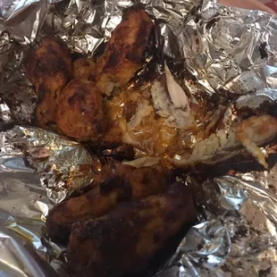 Burnt skinny Wings that stuck to aluminum foil. I couldn't even enjoy them. I have ALWAYS had good food but this messed up...