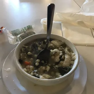Stand your spoon up in the bowl wedding soup. Yeah, pretty great!