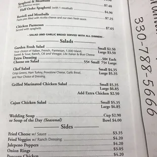 Menu page two, October 2016