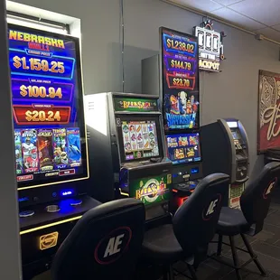 a row of slot machines