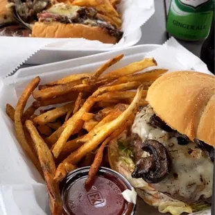 1/2 lb Burger &amp; Philly Cheesesteak