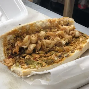 Salmon cheese steak w/ grilled shrimp