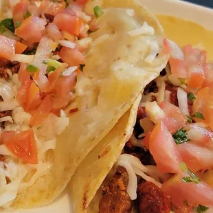 tacos (one beef, one pork)