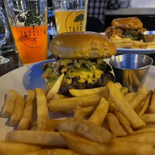 Super Smash Burger with fries.