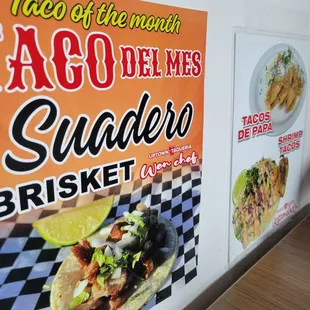 menu, tacos