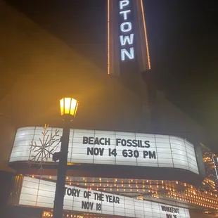 the marquee for the upcoming show